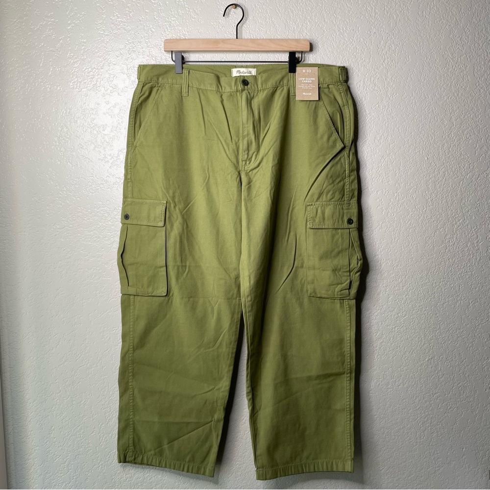 Madewell Garment-Dyed Low-Slung Straight Cargo Pants Classic Olive Green NWT - Picture 4 of 9